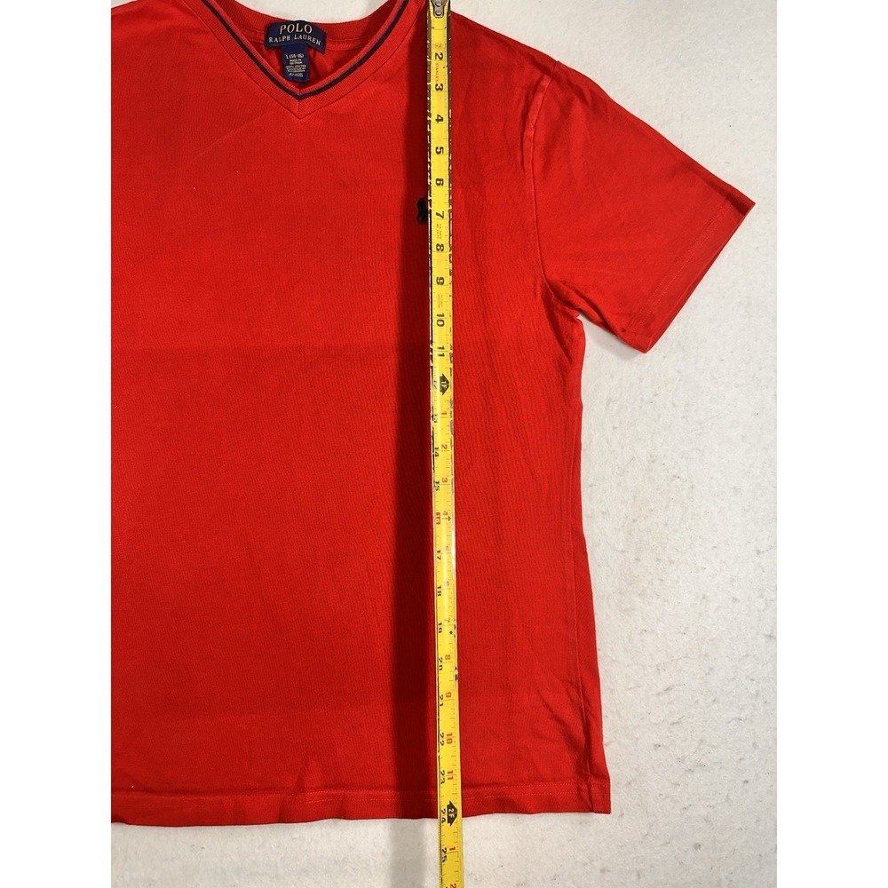 Polo Ralph Lauren Boys Red VNeck T-Shirt Youth Large 14 16 Short Sleeve Cotton - Picture 4 of 8